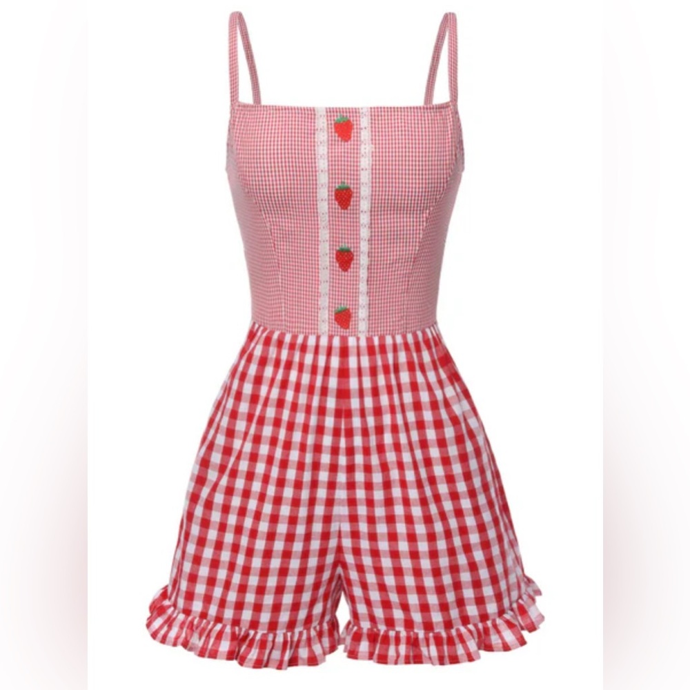 Vintage Inspired Strawberry Romper
